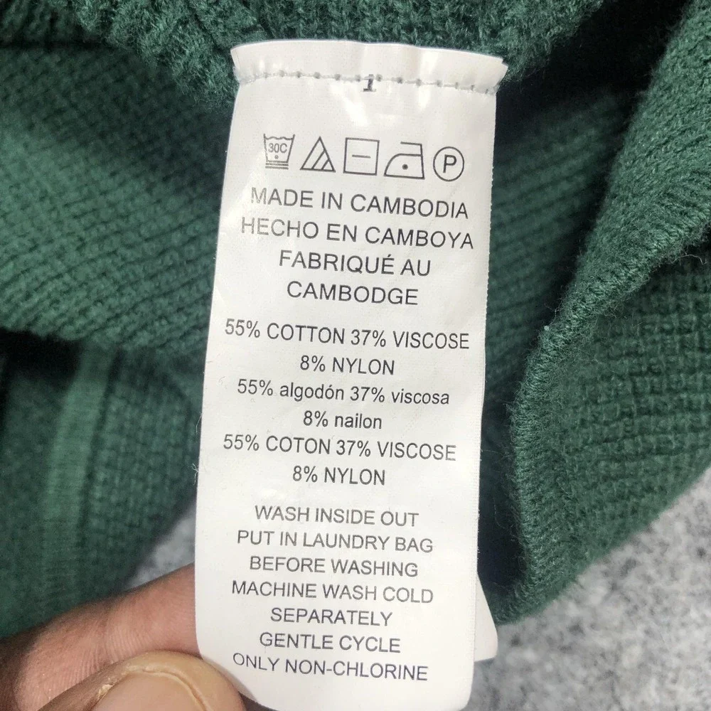 MICHAEL Michael Kors Sweater Womens M Green Waffle Knit Side Button Tunic Top